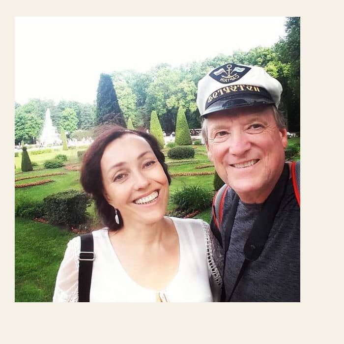 A couple in the gardens - the photograph, and the watercolour painted from it