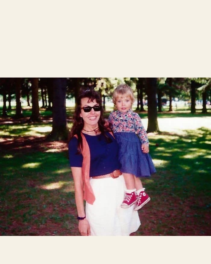 A mother and her little girl in the park - the photograph, and the watercolour painted from it