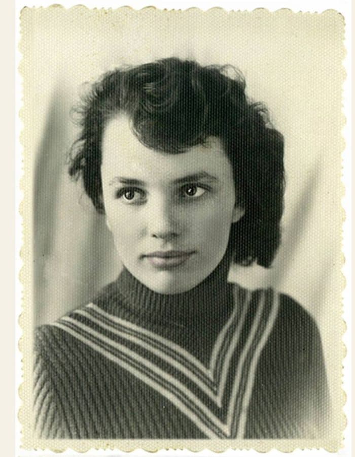 A young woman in an old snapshot - the photograph, and the Renaissance portrait painted from it