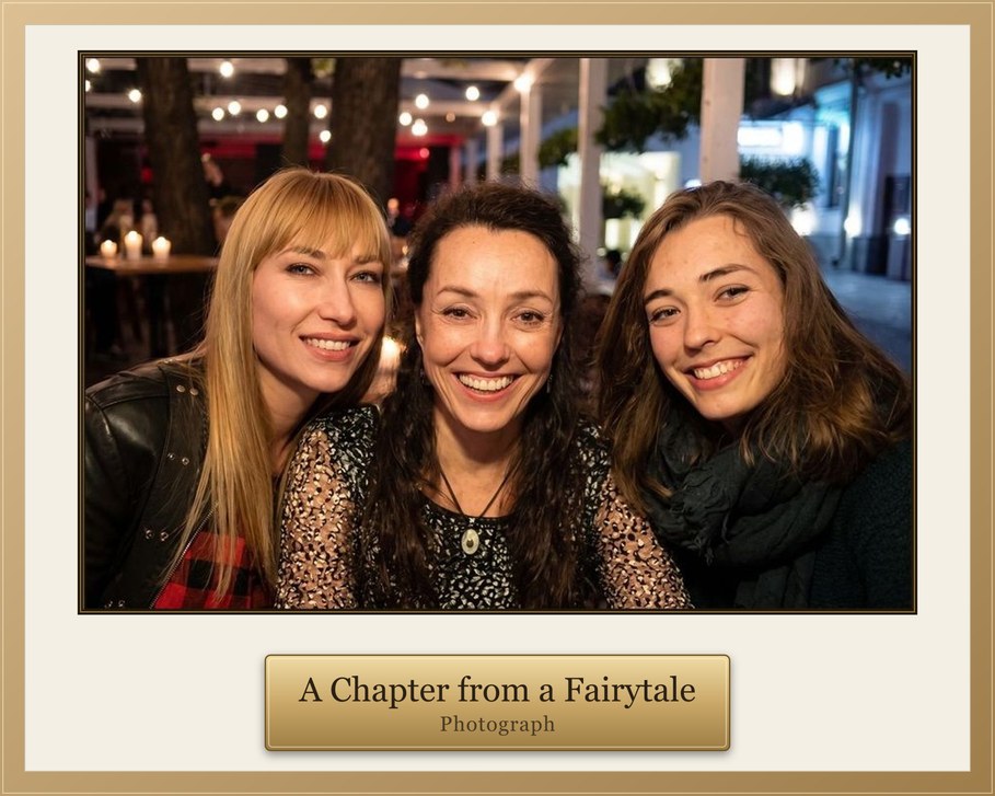 three friends — the photograph, and three paintings made from it